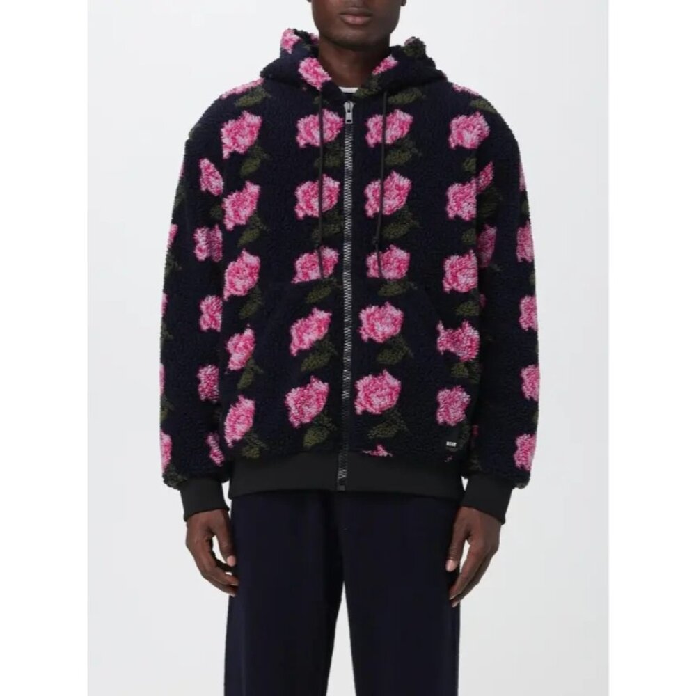 NWT $1200 Unisex MSGM Floral Fleece Zip Up Hoodie Jogger Set Size XL IT Size 52